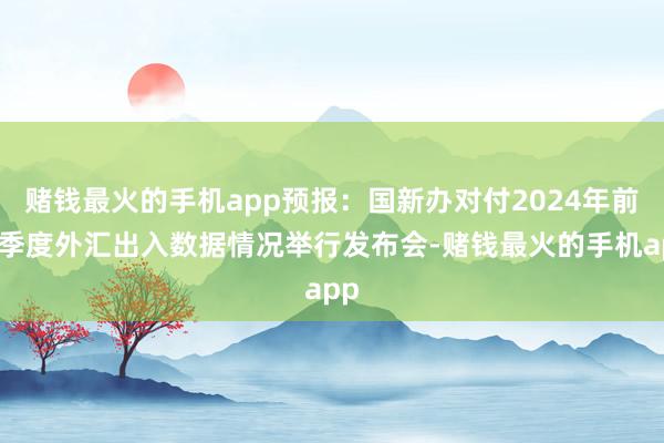 赌钱最火的手机app预报：国新办对付2024年前三季度外汇出入数据情况举行发布会-赌钱最火的手机app