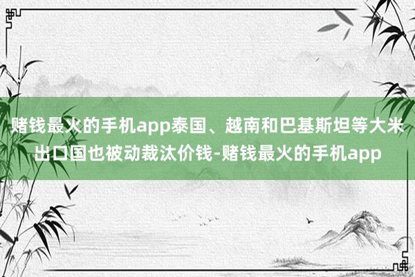 赌钱最火的手机app泰国、越南和巴基斯坦等大米出口国也被动裁汰价钱-赌钱最火的手机app