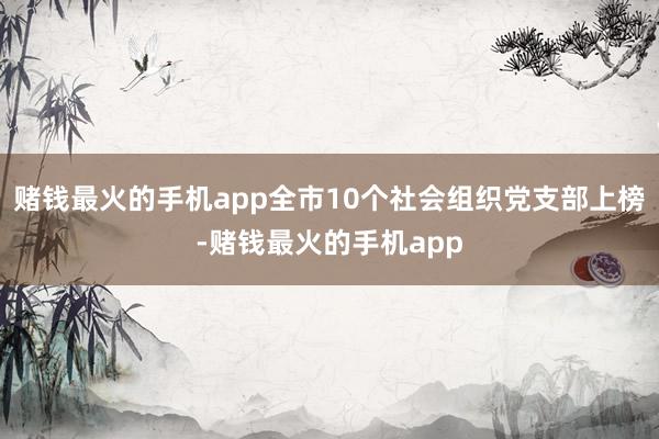 赌钱最火的手机app全市10个社会组织党支部上榜-赌钱最火的手机app
